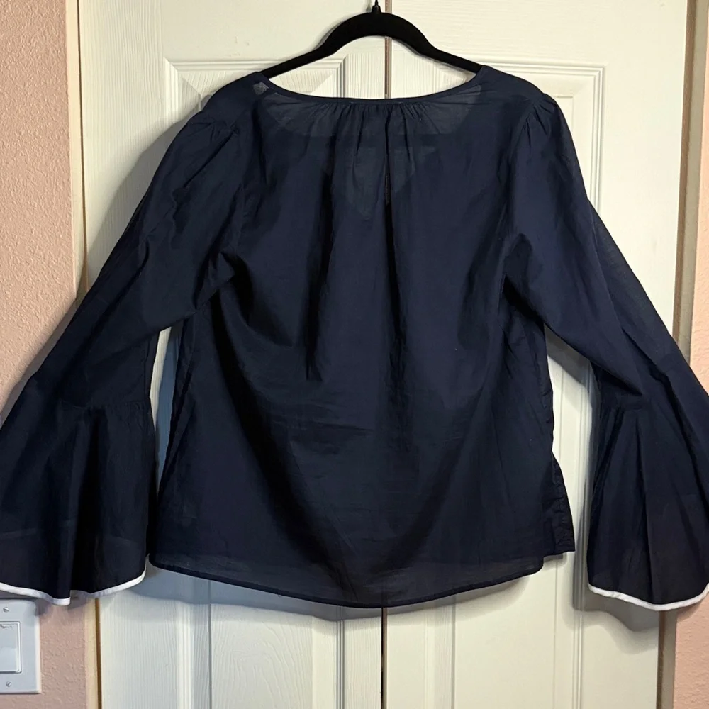 Michael Kors 100% Navy Blouse with Bell Sleeves size M